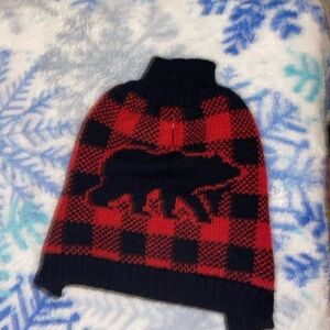 Dog sweater, EUC worn just a few times, size xsmall, red and black